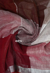 Maroon and White Shades - Organic linen big checks with small border - Perfect for Office Wear