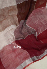 Maroon and White Shades - Organic linen big checks with small border - Perfect for Office Wear