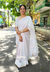 Snow White Charm - Soft organza with embroidery work blouse