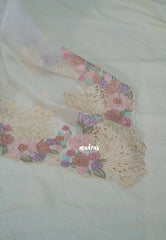 Creamy Ivory - Soft Organza Silk Saree with Cut Embroidery Border - Best for Diwali Festive