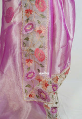 Magenta Mist - Premium Organza Silk Saree with Big Lace Embroidery Border - Best for Engagements / Haldi / Reception / Party Wear