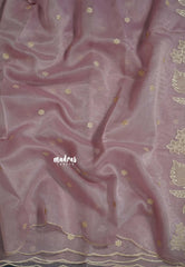 Onion Pink - Organza Silk with Small Floral Embroidery - Best for Engagements / Haldi / Reception