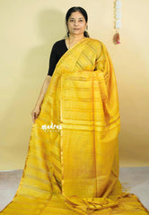 (PRE-BOOKING) Varnika - Yellow - Soft Organza silk with stripes weaving with small zari border