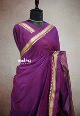 Paavai khadi small border - Dual shade Magenta purple