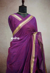 Paavai khadi small border - Dual shade Magenta purple