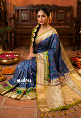 Royal Blue - Muhurtham - Wedding Bridal Silk Saree with Pochampally Design Rich Pallu and Blouse