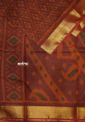 Kalanjali chanderi silk cotton patola ikkat prints - Brick red