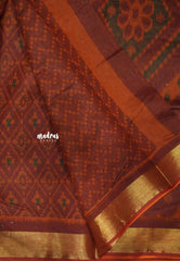 Kalanjali chanderi silk cotton patola ikkat prints - Brick red