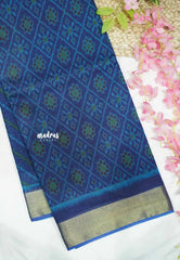 Kalanjali chanderi silk cotton patola ikkat prints - Royal blue