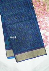 Kalanjali chanderi silk cotton patola ikkat prints - Royal blue