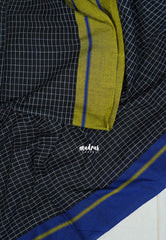 Patteda Anchu saree Black with Blue and Yellow Ganga Jamuna border