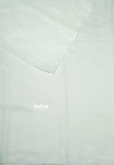 Cream white - Plain space silk with kalamkari printed blouse