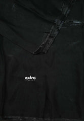 Deep black - Plain space silk with kalamkari printed blouse