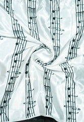 Deep black - Plain space silk with kalamkari music notes blouse