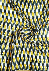 Deep black - Plain space silk with kalamkari ikkat printed blouse