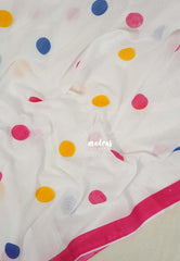 Polka dots Khadi White (Multicolor dots)
