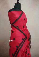 Polka dots soft Khadi saree - Deep pink Nayanthara inspired