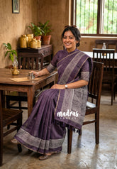 Muted Jamun Purple - Linen cotton with Grooves - Best for Office Wear | Casual Wear