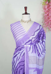 Lilac Glow - Pragathi - Linen Cotton Saree Digital Prints - Perfect for Office Wear | Summer wear | Casual Wear
