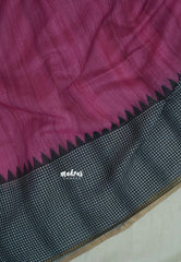 Magenta Pink - Pragathi - Linen Cotton Saree Checks Border - Perfect for Office Wear | Summer wear | Casual Wear