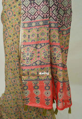 Olive Brown - Pragathi - Linen Cotton Saree with Floral Prints - Best for Office Wear | Casual Wear