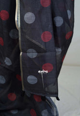 Elephant Black - Pragathi - Linen Cotton Saree with Ball Butta Prints - Perfect for Office Wear | Summer wear | Casual Wear