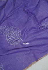 Soft Lavender - Pragathi - Linen Cotton Saree with Leaf Prints - Perfect for Office Wear | Summer Wear | Casual Wear