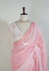Peach Blush Pink - Pragathi - Linen Cotton Saree with Multiline Big Border - Perfect for Office Wear | Summer wear | Casual Wear