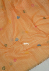 Melon Yellow - Pragathi - Linen Cotton Saree with Flower Prints - Perfect for Office Wear | Casual Wear