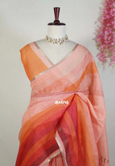 Shades of Orange - Layers Of Life - Pragathi - Linen Cotton Saree with Divine Pallu - Perfect for Office Wear | Casual Wear