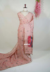 Earthy Peach - Pragathi - Linen Cotton Saree with Flower Prints - Perfect for Office Wear | Casual Wear