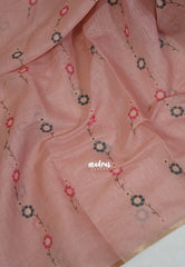 Earthy Peach - Pragathi - Linen Cotton Saree with Flower Prints - Perfect for Office Wear | Casual Wear