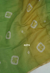 Green Shades of leaf - Pragathi - Linen Cotton Saree with Shibori Prints - Perfect for Office Wear | Casual Wear