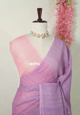 Lilac Glow - Pragathi - Linen Cotton Plain Saree with Contrast Blouse - Perfect for Office Wear | Summer wear | Casual Wear