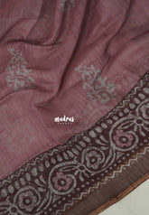 Muted Mauve Pink - Pragathi - Linen Cotton Saree with Batiq Prints - Best for Office Wear | Casual Wear