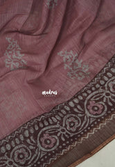 Muted Mauve Pink - Pragathi - Linen Cotton Saree with Batiq Prints - Best for Office Wear | Casual Wear