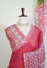 Muted Crimson Red with Heavy Lace - Linen Cotton Saree with Heavy Lace Embroidery - Perfect for Office Wear | Summer wear | Casual Wear