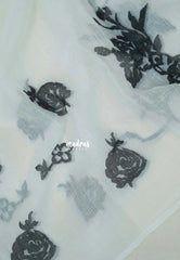 White Grace - Pragath - Linen Cotton Saree with Floral Prints - Perfect for Office Wear | Summer wear | Casual Wear