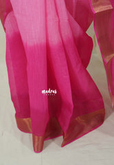 Rosy Ivory - Linen Cotton Gradient Saree with Tissue Border - Perfect for Office Wear | Summer wear | Casual Wear