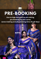 (PRE-BOOKING) MS Amma Blue - Kanimozhi - Soft Silk Zari Checks with Floral Border Mamitha Baiju - Best for Wedding Wear