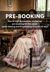 (PRE-BOOKING) Sandal Beige - Divine Lotus Linen Cotton Saree with Tiny Border - Best for Office Wear