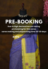 (PRE-BOOKING) Violet Blue - Linen Cotton Saree Checks Body with Small Border - Best for Office Wear