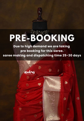 (PRE-BOOKING) Classic Rich Red with peach border - Durga - Banarasi Soft Katan Silk - Best for small functions