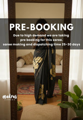 (PRE-BOOKING) Jet Black - Soft Mul cotton with Hand Painted Golden Flower No Blouse - Perfect for Party Wear | summer wear | Casual wear