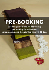 (PRE-BOOKING) Deep Coffee Brown - Karthigai silk cotton plain saree with Skirt Border - Best for Wedding Functions