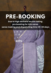 (PRE-BOOKING) Muted Lavender - Linen Cotton Saree with Breezy Leaf Print with Tiny Border - Best for Office Wear | Summer wear | Corporate wear