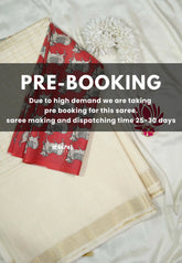 (PRE-BOOKING) Ivory Cream - Mangalgiri - Semi pattu with double blouse combo - Best for Temple Visit