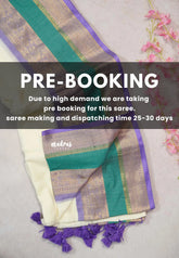 (PRE-BOOKING) Creamy Ivory - Soft Mul cotton with Plain body and Mayil Border - Perfect for Festive Wear