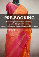 (PRE-BOOKING) Rust orange - khadi silk contrast pallu with stripes weaving body