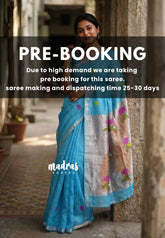 (PRE-BOOKING) Sky Spark Blue - Handloom Tissue Silk Linen Jamdani Saree - With Handloom Mark